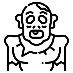 Zombie. This is a vector single icon with a dashed line style. It is suitable for various purposes, including website design, mobile app design, and logo design.