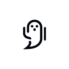 Minimalist Ghost Icon Vector Illustration for Halloween Designs