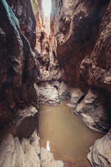 One of the most famous landmarks of Wadi Rum valley in Jordan - Khazali Canyon