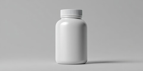 Blank white plastic bottle on gray background