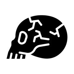 Skull. This is a vector single icon with a solid style. It is suitable for various purposes, including website design, mobile app design, and logo design.