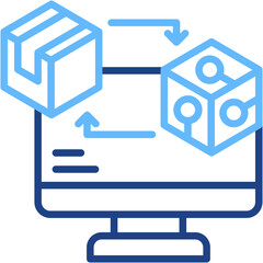 Digital Twin line color icon