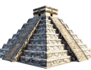 Ancient stone pyramid with multiple tiers and steps