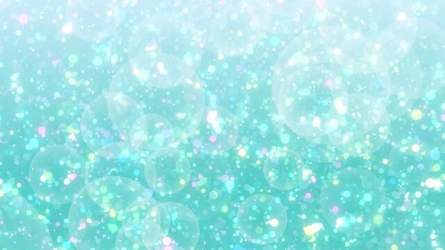 キラキラするラメの光沢とエメラルドグリーンのバブル背景：プリンセス風の背景素材：萌え：エモい