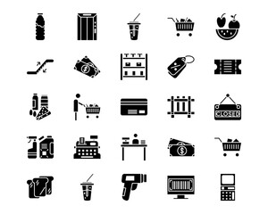 Supermarket Line Vector Icons