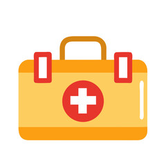 Obraz premium First aid kit icon in flat style with red cross