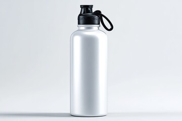 Stainless steel water bottle, light gray,  simple design