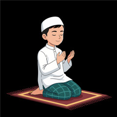 Young Muslim Man Praying Alone 