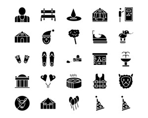 Naklejka premium Water Park Line Vector Icons