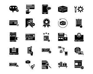 Digital Retail Line Vector Icons