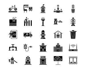 Public Utilities Line Vector Icons