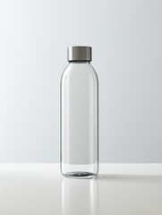 Clear glass bottle with metal cap