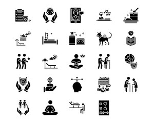 Elderly Care Line Vector Icons