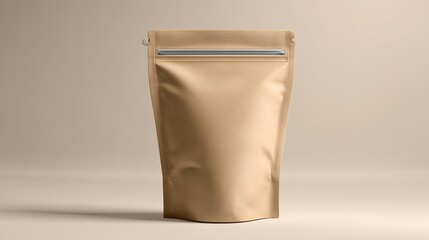 A light beige, reusable, zippered pouch