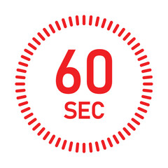 60 seconds timer icon. stopwatch icon with 60 seconds timer. clock face timer icon. countdown sign for app, ui and website. time management symbol. vector illustration on transparent background.