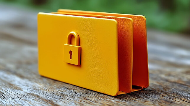 Secure data concept.  Bright yellow file folder with a padlock icon symbolizes digital privacy, online security, and data protection.  Ideal for websites, blogs, and presentations about cybersecurity.