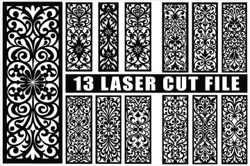 Ornate black floral panels perfect for laser cutting