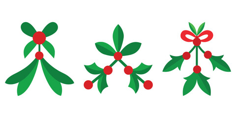 Mistletoe set christmas vector illustration