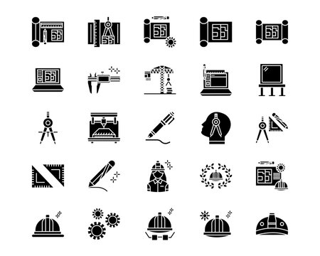 Engineer in Mechanics Line Vector Icons