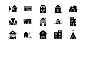 Type of Houses Line Vector Icons