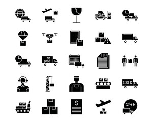 Delivery and Logistics Line Vector Icons