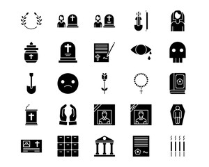 Funeral Line Vector Icons