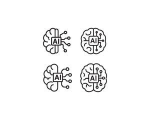 Ai brain icon vector design illustration set.