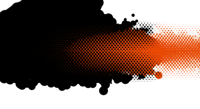 Abstract black and orange gradient splatter. - Powered by Adobe
