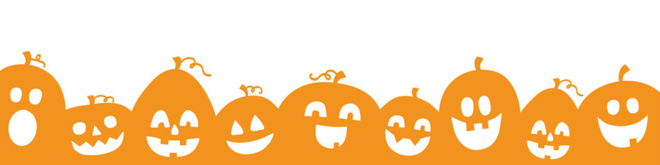 Halloween banner with cute pumpkin lanterns. Vector illustration