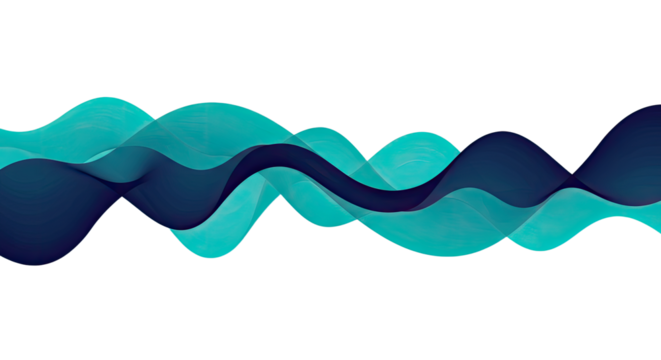 Abstract Blue Teal Waveforms Flowing Dynamically.
