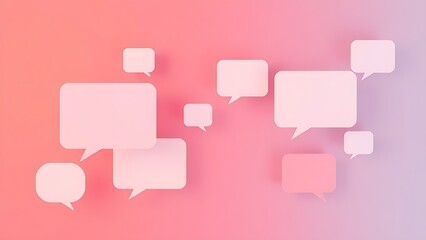 Minimalist speech bubbles floating on a gradient background, representing communication and ideas.