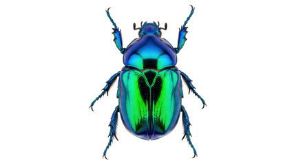 Isolated iridescent beetle, glossy exoskeleton, jewel-toned insect, nature's beauty, fauna specimen