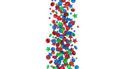 Isolated celebration confetti stars and circles illustration, colorful elements for party design