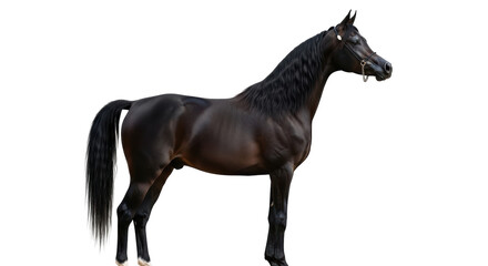 Isolated Arabian Horse - Elegant black thoroughbred with a shiny coat in a studio setting