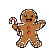 Festive Gingerbread Man Holding Candy Cane for Christmas Celebration