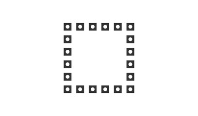 Square frame of small black and white photographs on white background