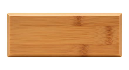 Polished bamboo wood nameplate rectangular clean finish isolated on transparent background