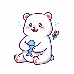 cartoon bear with a fish