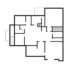 Minimalist Black and White House Floor Plan Vector Illustration, floorplan, construction plan, 2d floor plan 