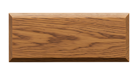 Polished oak wood nameplate rectangular style isolated on transparent background
