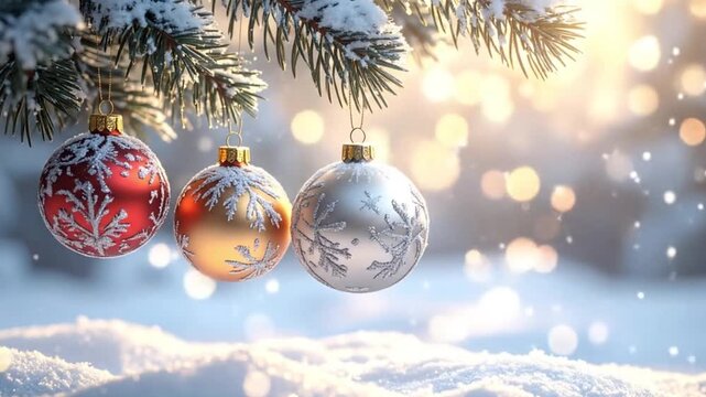 Snowy christmas ornaments