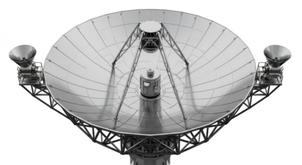 Large satellite dish isolated on transparent background