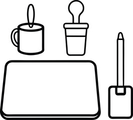 Desk Mat with Accessories on Transparent Background