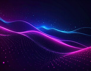 Abstract digital landscape with glowing particles