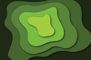 Fototapeta premium PAPER STYLE WAVY BACKGROUND Abstract Layered Green Contours