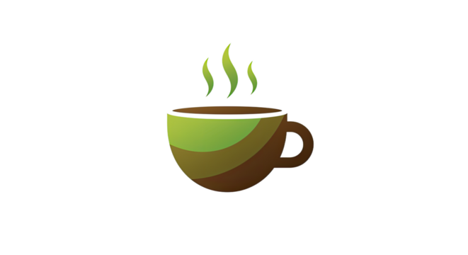 Green and brown coffee cup with steam. - Powered by Adobe