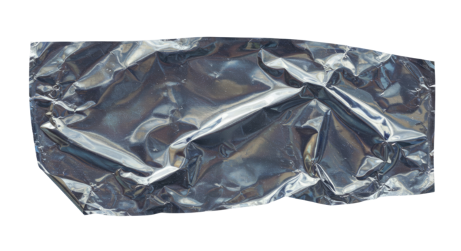 crumpled silver foil packaging material.