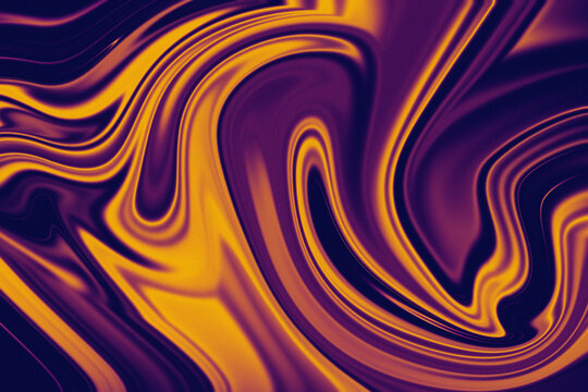 Closeup of marbled purple and gold liquid with flowing patterns - Powered by Adobe