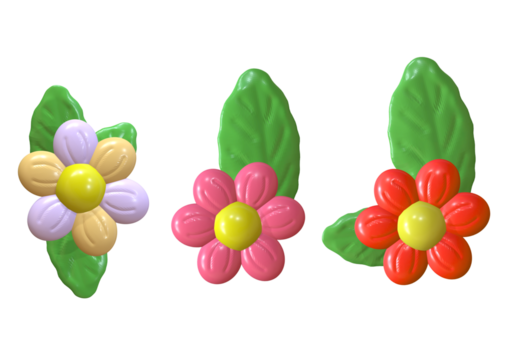 Sugar flowers with leaves isolated on transparent background - Powered by Adobe
