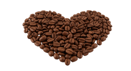 Heart Shaped Coffee Beans Roasted Brown.